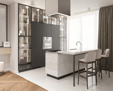 Фото № 3: Дизайн-проект однокомнатной квартиры 43.28  м² Современный стиль для ЖК Стрижи Сити