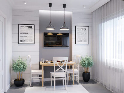 Фото № 4: Дизайн-проект двухкомнатной квартиры 53.0  м² стиль Кантри для ЖК Этто