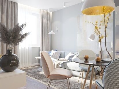 Фото № 3: Дизайн-проект двухкомнатной квартиры 76.59  м² Стиль Контемпорари для ЖК Московский