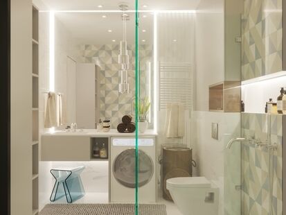 Фото № 6: Дизайн-проект двухкомнатной квартиры 76.59  м² Стиль Контемпорари для ЖК Московский