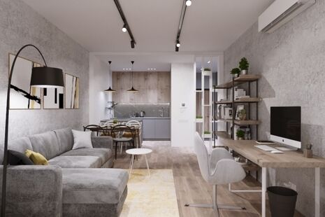 Фото № 6: Дизайн-проект однокомнатной квартиры 45.52  м² Эклектика для ЖК Московский