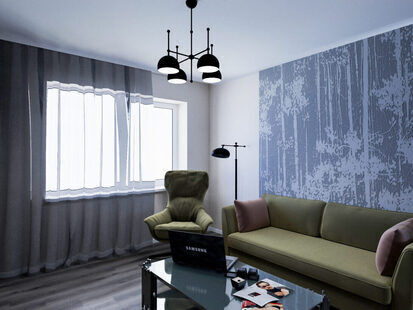 Фото № 1: Дизайн-проект однокомнатной квартиры 41.4  м² стиль Минимализм для ЖК Этто