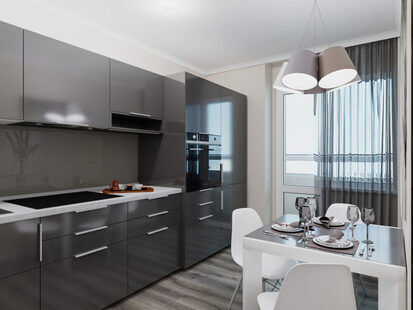 Фото № 2: Дизайн-проект однокомнатной квартиры 41.4  м² стиль Минимализм для ЖК Этто