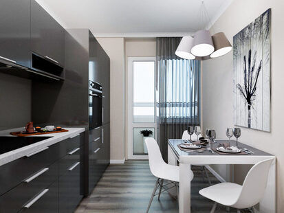 Фото № 5: Дизайн-проект однокомнатной квартиры 41.4  м² стиль Минимализм для ЖК Этто