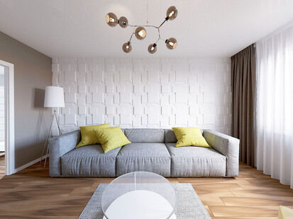 Фото № 1: Дизайн-проект трехкомнатной квартиры 77.9  м² Стиль Минимализм для ЖК Московский