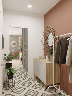 Фото № 4: Дизайн-проект квартиры-студии 33.25  м² Скандинавский стиль для ЖК Этто