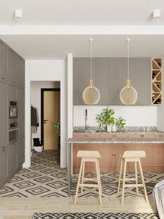 Фото № 2: Дизайн-проект квартиры-студии 33.25  м² Скандинавский стиль для ЖК Этто