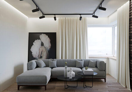 Фото № 1: Дизайн-проект двухкомнатной квартиры 48.0  м² стиль Лофт для ЖК Этто