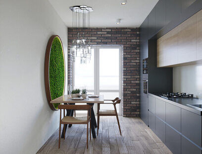 Фото № 3: Дизайн-проект двухкомнатной квартиры 48.0  м² стиль Лофт для ЖК Этто