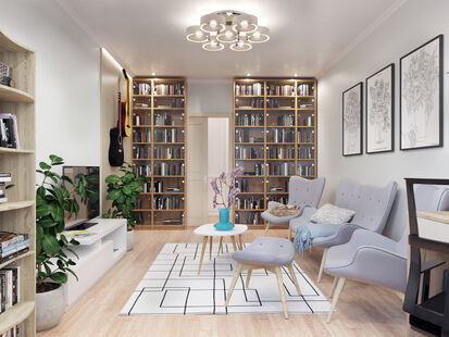 Фото № 5: Дизайн-проект трехкомнатной квартиры 79.5  м² Скандинавский стиль для ЖК Московский