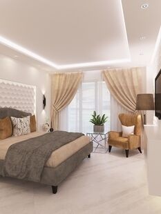 Фото № 5: Дизайн-проект однокомнатной квартиры 62.32  м² Стиль Модернизм для ЖК Московский