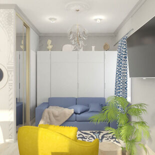 Фото № 6: Дизайн-проект однокомнатной квартиры 29.78  м² Стиль Этнический для ЖК Московский