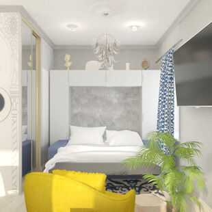 Фото № 3: Дизайн-проект однокомнатной квартиры 29.78  м² Стиль Этнический для ЖК Московский
