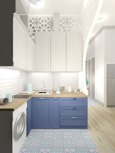 Фото № 4: Дизайн-проект однокомнатной квартиры 29.78  м² Стиль Этнический для ЖК Московский