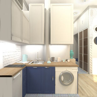 Фото № 2: Дизайн-проект однокомнатной квартиры 29.78  м² Стиль Этнический для ЖК Московский