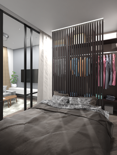 Фото № 2: Дизайн-проект однокомнатной квартиры 46.7  м² Стиль Минимализм для ЖК Московский