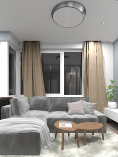 Фото № 3: Дизайн-проект однокомнатной квартиры 46.7  м² Стиль Минимализм для ЖК Московский