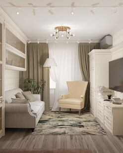 Фото № 1: Дизайн-проект однокомнатной квартиры 37.43  м² Стиль Современная классика для ЖК Московский