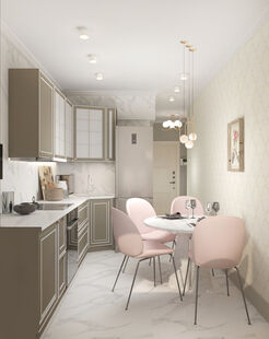 Фото № 6: Дизайн-проект однокомнатной квартиры 37.43  м² Стиль Современная классика для ЖК Московский