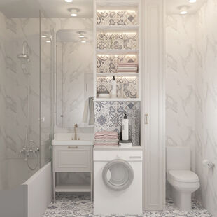 Фото № 5: Дизайн-проект однокомнатной квартиры 37.43  м² Стиль Современная классика для ЖК Московский