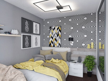 Фото № 1: Дизайн-проект однокомнатной квартиры 33.88  м² Стиль Модернизм для ЖК Московский