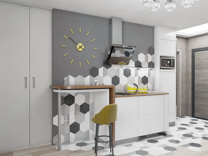 Фото № 6: Дизайн-проект однокомнатной квартиры 33.88  м² Стиль Модернизм для ЖК Московский