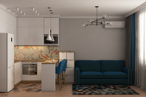 Фото № 3: Дизайн-проект квартиры-студии 28.68  м² Стиль Контемпорари для ЖК Московский