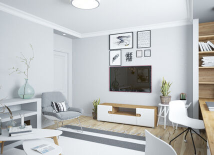 Фото № 5: Дизайн-проект трехкомнатной квартиры 67.13  м² Скандинавский стиль для ЖК Московский