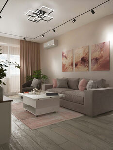 Фото № 1: Дизайн-проект трехкомнатной квартиры 55.23  м² Стиль Контемпорари для ЖК Московский