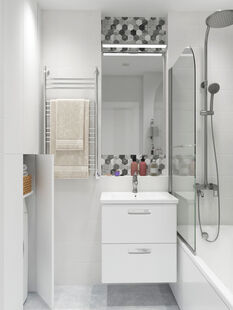 Фото № 2: Дизайн-проект трехкомнатной квартиры 55.23  м² Стиль Контемпорари для ЖК Московский