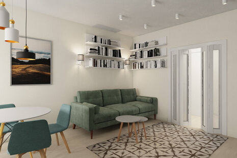 Фото № 5: Дизайн-проект двухкомнатной квартиры 83.39  м² Стиль Минимализм для ЖК Московский