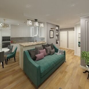 Фото № 2: Дизайн-проект трехкомнатной квартиры 88.6  м² Стиль Классика для ЖК Московский