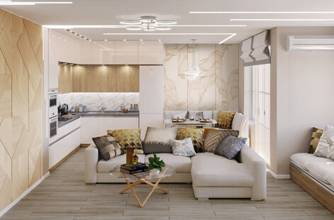 Фото № 1: Дизайн-проект трехкомнатной квартиры 117.59  м² Стиль Контемпорари для ЖК Московский