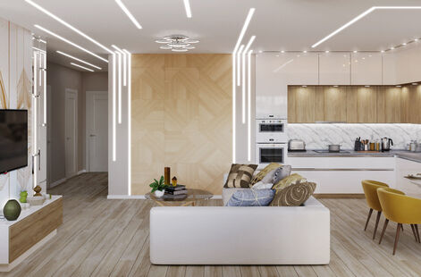 Фото № 5: Дизайн-проект трехкомнатной квартиры 117.59  м² Стиль Контемпорари для ЖК Московский