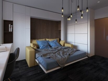 Фото № 3: Дизайн-проект однокомнатной квартиры 37.74  м² Стиль Лофт для одноуровневого дома