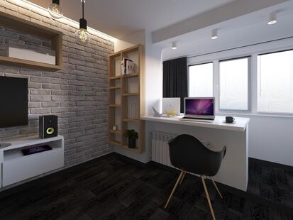 Фото № 2: Дизайн-проект однокомнатной квартиры 37.74  м² Стиль Лофт для одноуровневого дома