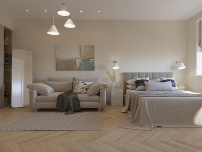 Фото № 1: Дизайн-проект однокомнатной квартиры 44.38  м² Стиль Контемпорари для ЖК Московский