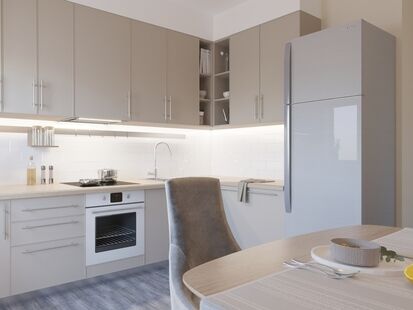 Фото № 5: Дизайн-проект однокомнатной квартиры 44.38  м² Стиль Контемпорари для ЖК Московский