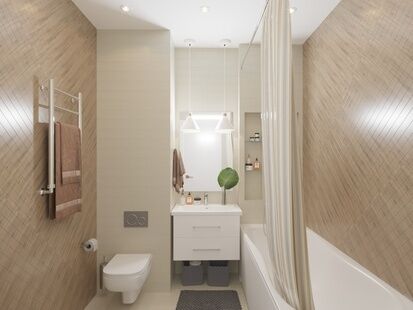 Фото № 4: Дизайн-проект однокомнатной квартиры 44.38  м² Стиль Контемпорари для ЖК Московский