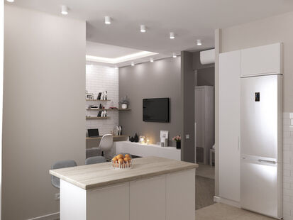 Фото № 3: Дизайн-проект двухкомнатной квартиры 51.7  м² Стиль Контемпорари для ЖК Московский