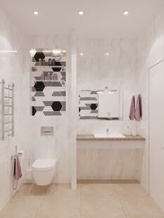 Фото № 4: Дизайн-проект двухкомнатной квартиры 51.7  м² Стиль Контемпорари для ЖК Московский