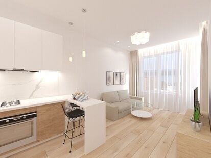 Фото № 1: Дизайн-проект однокомнатной квартиры 40.72  м² Стиль Минимализм для ЖК Московский