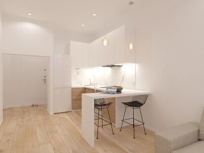 Фото № 5: Дизайн-проект однокомнатной квартиры 40.72  м² Стиль Минимализм для ЖК Московский