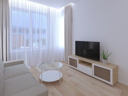 Фото № 3: Дизайн-проект однокомнатной квартиры 40.72  м² Стиль Минимализм для ЖК Московский