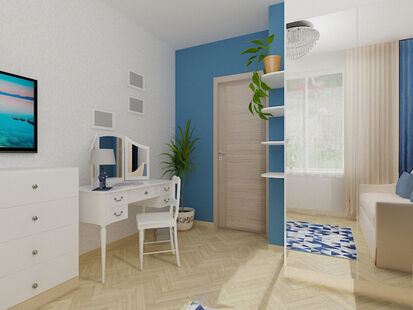 Фото № 1: Дизайн-проект трехкомнатной квартиры 77.99  м² Стиль Контемпорари для ЖК Московский