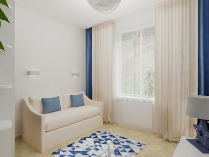 Фото № 5: Дизайн-проект трехкомнатной квартиры 77.99  м² Стиль Контемпорари для ЖК Московский