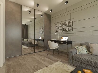 Фото № 4: Дизайн-проект однокомнатной квартиры 41.85  м² Стиль Модернизм для ЖК Гарантия