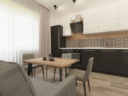 Фото № 2: Дизайн-проект однокомнатной квартиры 41.85  м² Стиль Модернизм для ЖК Гарантия