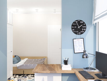 Фото № 2: Дизайн-проект трехкомнатной квартиры 48.7  м² Скандинавский стиль для ЖК Пятницкие кварталы