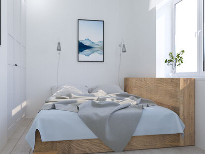 Фото № 3: Дизайн-проект трехкомнатной квартиры 48.7  м² Скандинавский стиль для ЖК Пятницкие кварталы